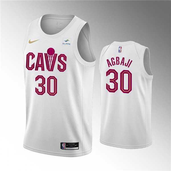 Men's Cleveland Cavaliers #30 Ochai Agbaji White Association Edition Stitched Basketball Jersey Dzhi